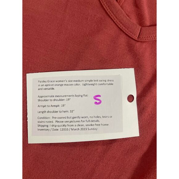 Paisley Grace women's medium dress simple knit swing orangey apricot mauve - Picture 12 of 14